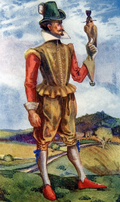 Costume maschile durante il regno di Giacomo I (1603-1625) da Dion Clayton Calthrop
